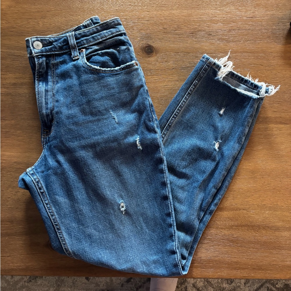 Abercrombie & Fitch Blue Skinny Jeans with Distressed Detailing